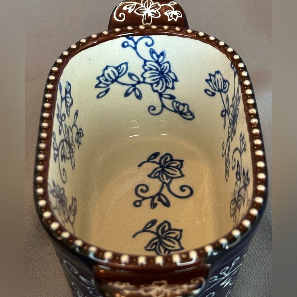 Temptations 10oz Baking Dish - Set of 2 - Floral Lace - Cobalt Blue White Brown - Picture 6 of 10